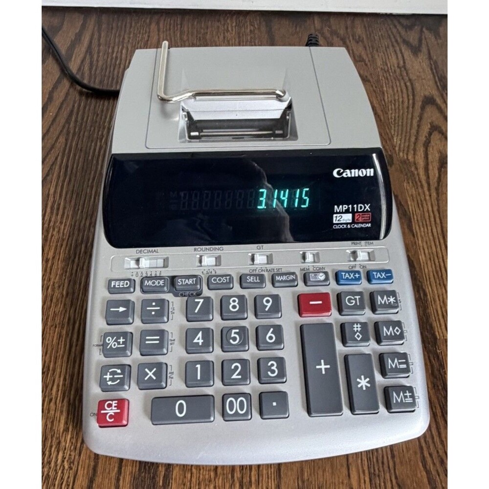 Canon MP11DX Printing Calculator 12 Digit Two Color Clock And Calender